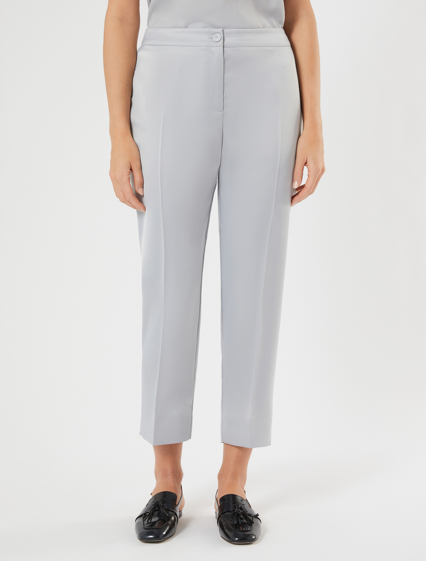 Slim-fit crepe envers satin trousers - PEARL GREY - Marina Rinaldi - 3