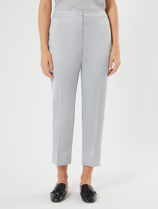 Slim-fit crepe envers satin trousers - PEARL GREY