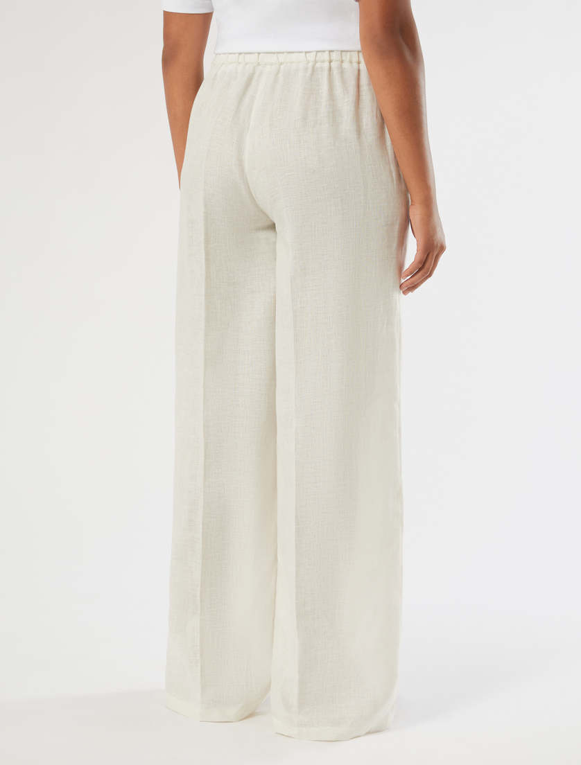 Wide-fit pure linen trousers - IVORY - Marina Rinaldi - 4