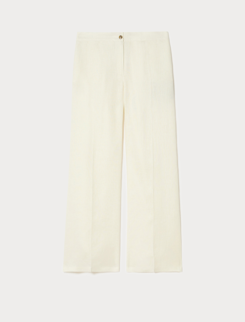 Wide-fit pure linen trousers - IVORY - Marina Rinaldi