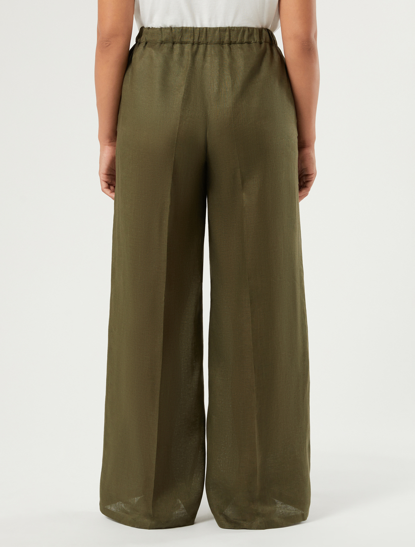 Wide-fit pure linen trousers - KAKI - Marina Rinaldi - 4