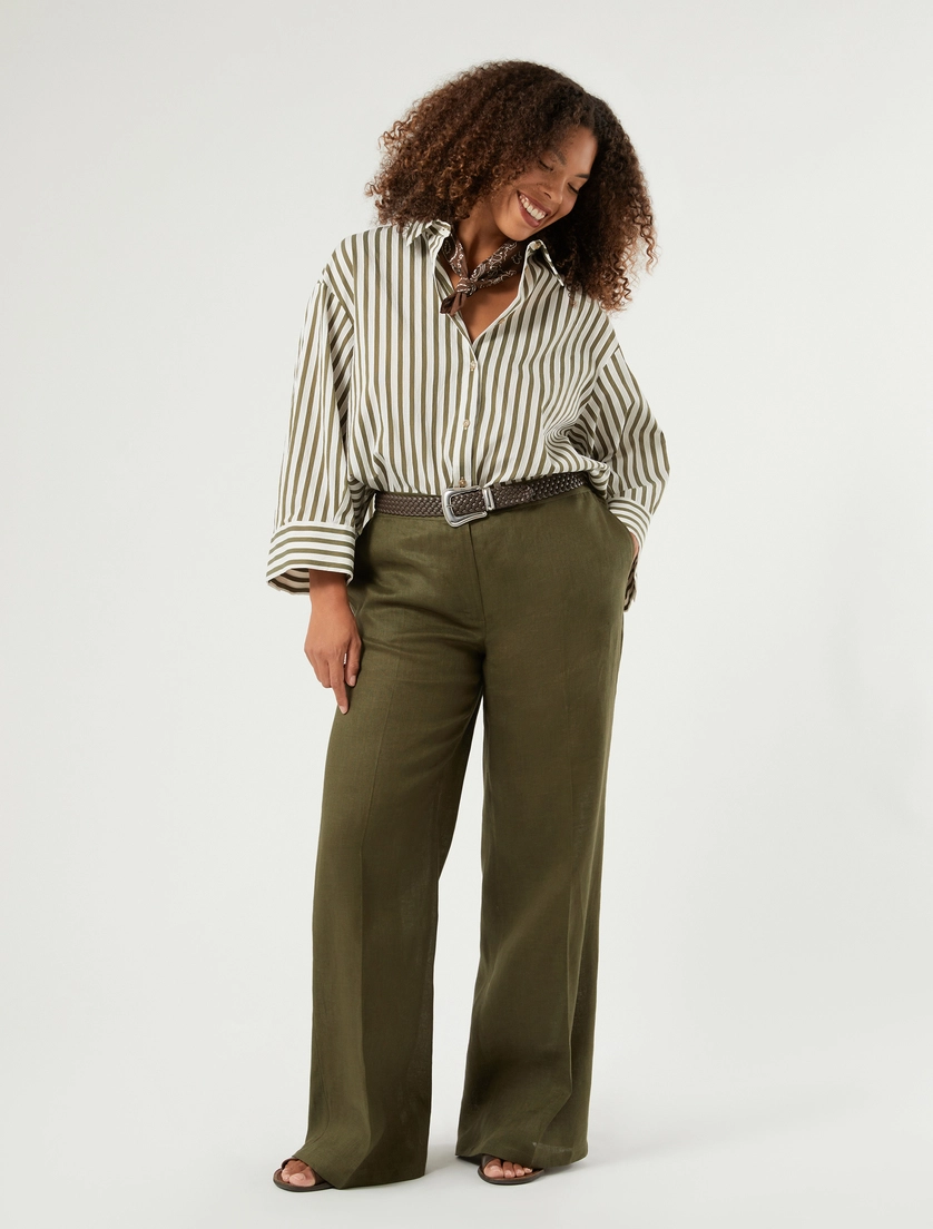 Wide-fit pure linen trousers - Marina Rinaldi
