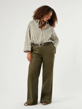 Wide-fit pure linen trousers - Marina Rinaldi