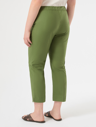 Stretch cotton trousers - OLIVE GREEN - Marina Rinaldi - 4
