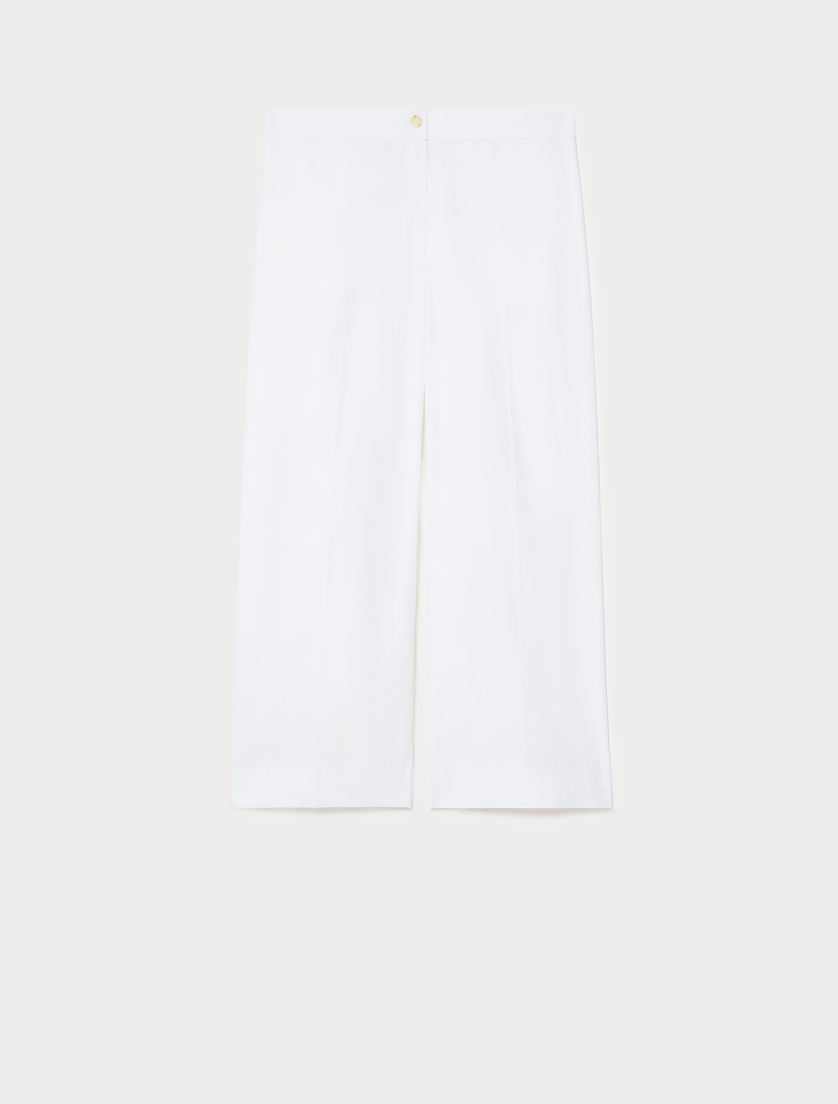 Cotton gabardine cropped trousers - WHITE - Marina Rinaldi