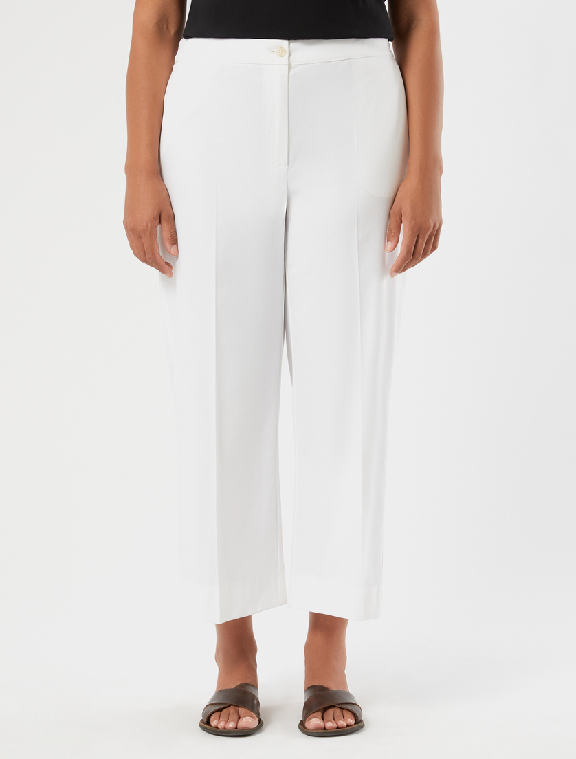Cotton gabardine cropped trousers - WHITE - Marina Rinaldi - 3