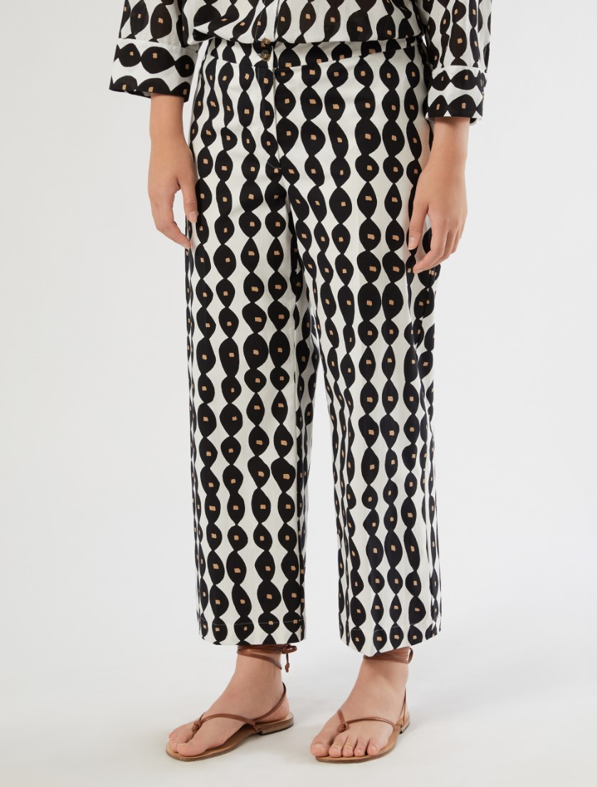 Cotton cropped trousers - WHITE - Marina Rinaldi - 3