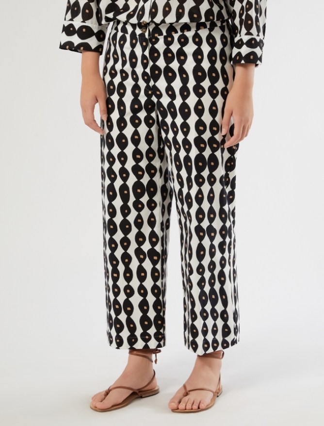 Cotton cropped trousers - WHITE