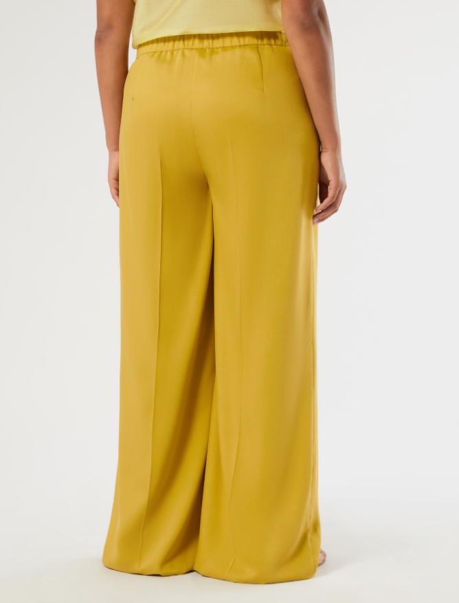 Hose aus Twill mit weitem Bein - SENF - Marina Rinaldi - 4