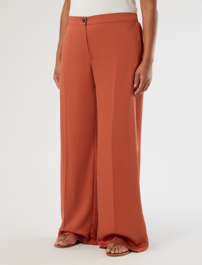 Spodnie z szerokimi nogawkami z diagonalu - MIEDZIANY