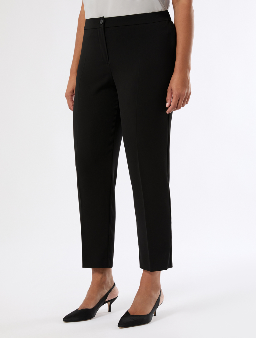 Slim-fit fluid fabric trousers - BLACK - Marina Rinaldi - 3