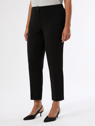 Slim-fit fluid fabric trousers - BLACK