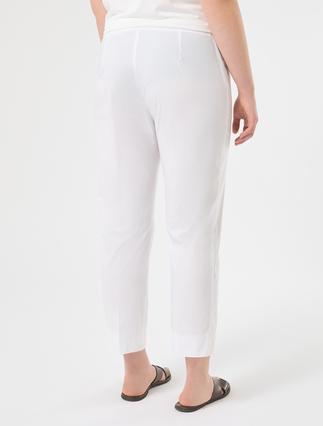 Slim-fit cotton and nylon trousers - WHITE - Marina Rinaldi - 4