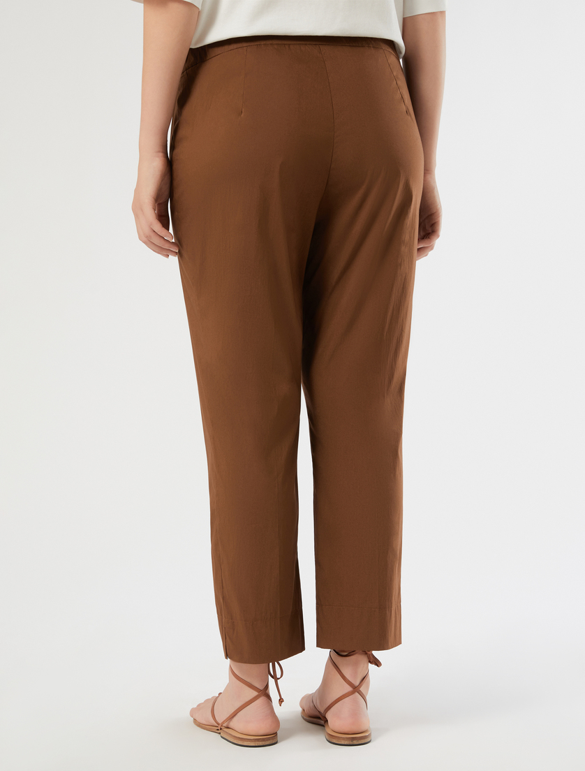Slim-fit cotton and nylon trousers - BROWN - Marina Rinaldi - 4