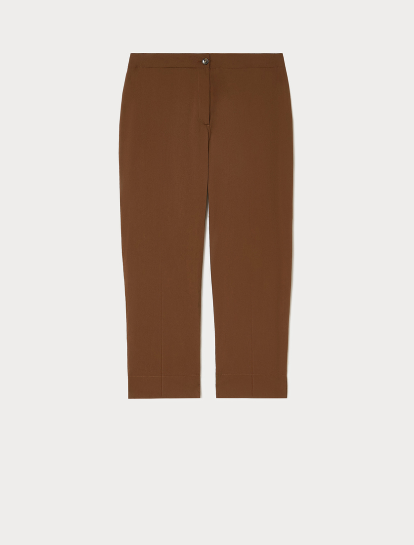 Slim-fit cotton and nylon trousers - BROWN - Marina Rinaldi