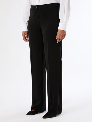 Straight-fit fluid cady trousers - BLACK