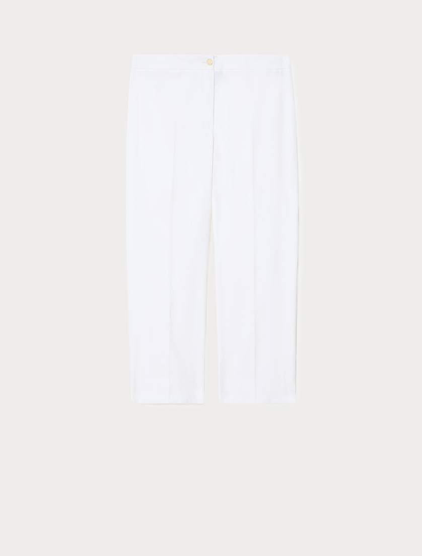 Slim-fit cotton gabardine trousers - WHITE - Marina Rinaldi