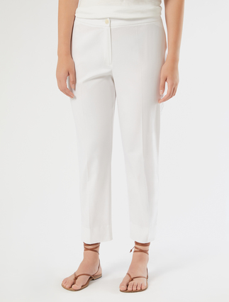 Slim-fit cotton gabardine trousers - WHITE