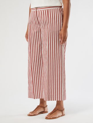 Cropped trousers in cotton and nylon - BORDEAUX