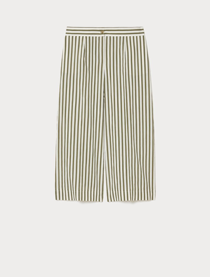 Cropped trousers in cotton and nylon - KAKI - Marina Rinaldi