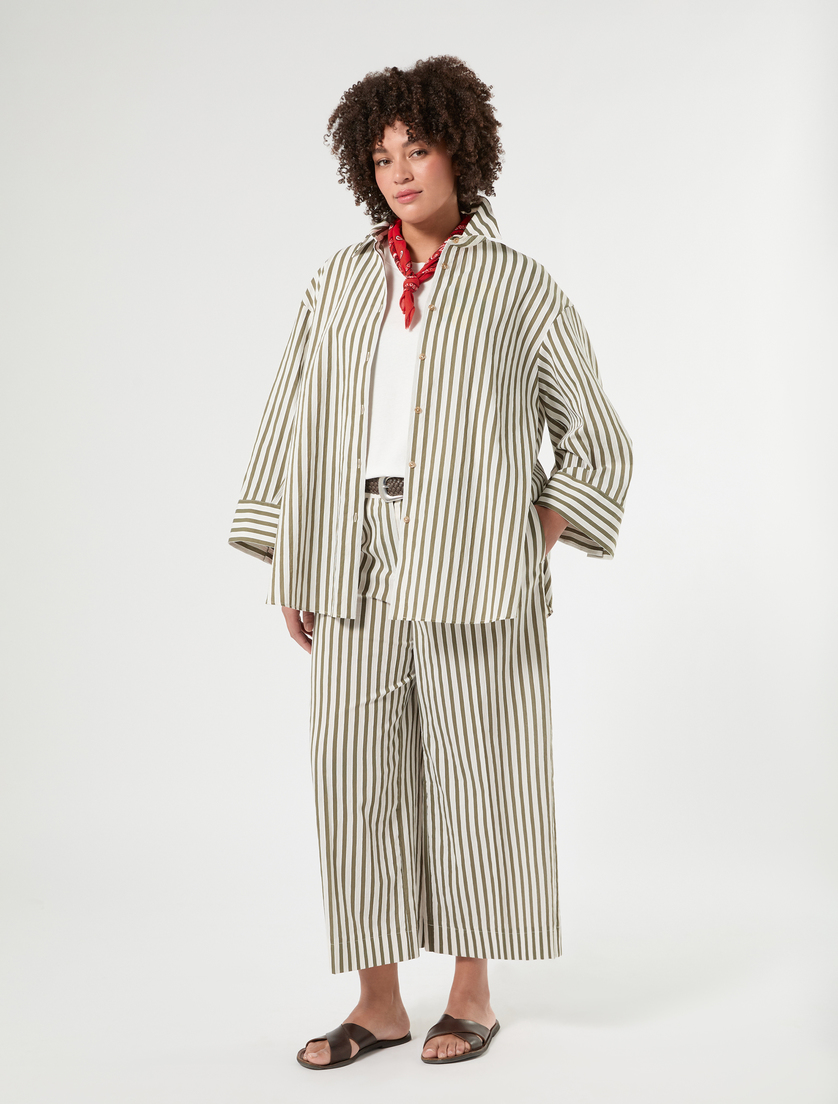 Cropped trousers in cotton and nylon - KAKI - Marina Rinaldi - 2