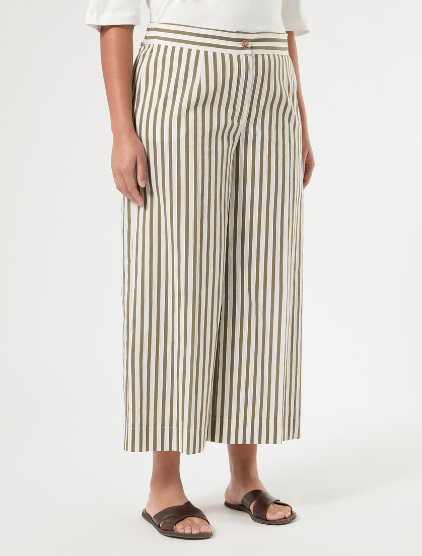 Cropped trousers in cotton and nylon - KAKI - Marina Rinaldi - 3