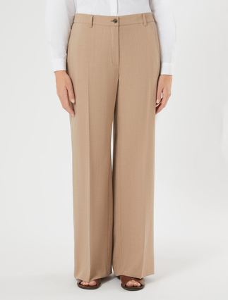 Wide-fit twill trousers - HAZELNUT BROWN