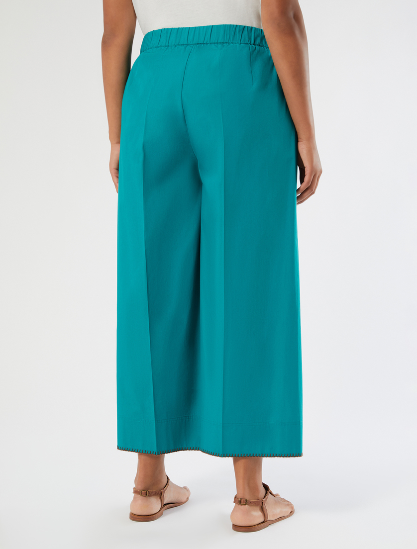 Pantalon raccourci en popeline de coton - PETROLE - Marina Rinaldi - 4