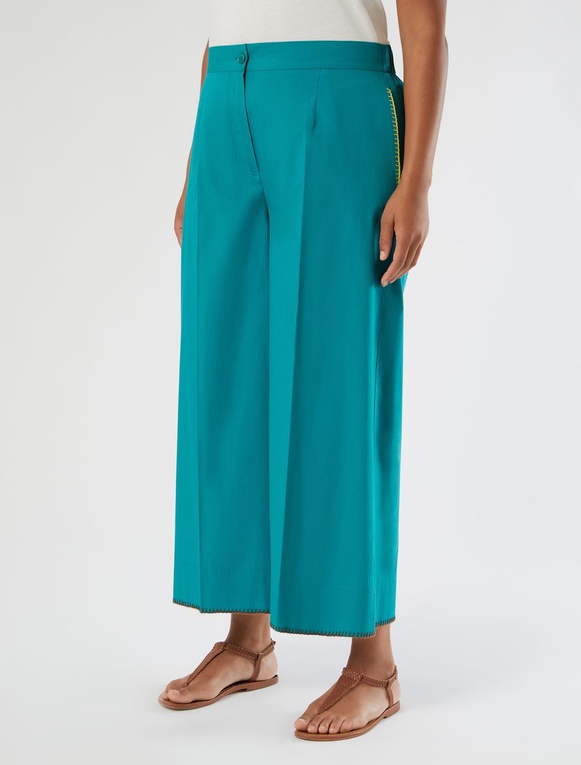 Pantalon raccourci en popeline de coton - PETROLE - Marina Rinaldi - 3