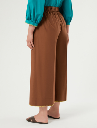 Cotton poplin cropped trousers - BROWN - Marina Rinaldi - 4