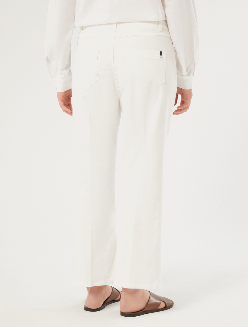 Flared cotton drill trousers - WHITE - Marina Rinaldi - 4
