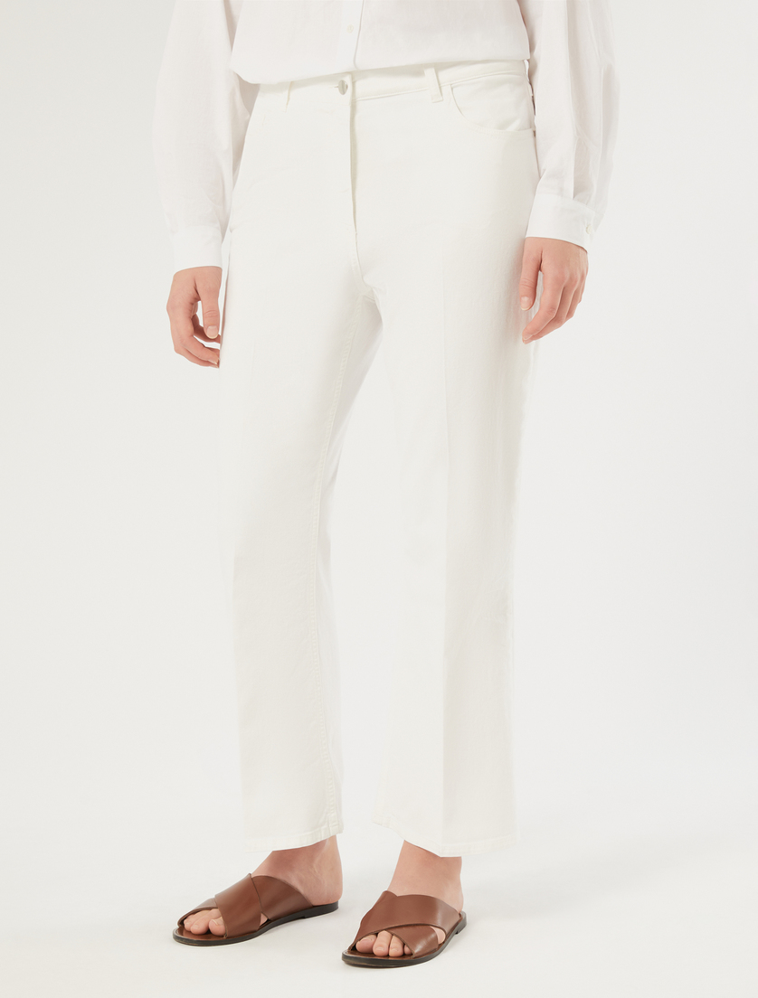 Flared cotton drill trousers - WHITE - Marina Rinaldi - 3
