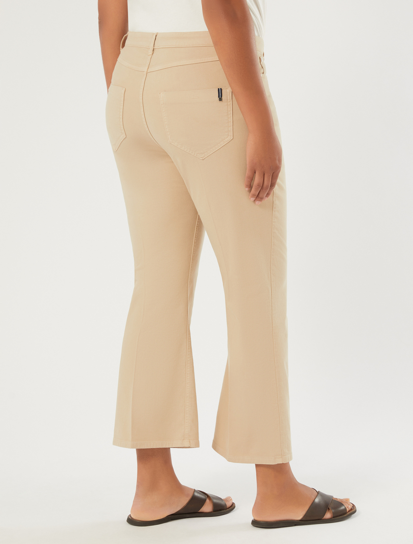 Flared cotton drill trousers - BEIGE - Marina Rinaldi - 4