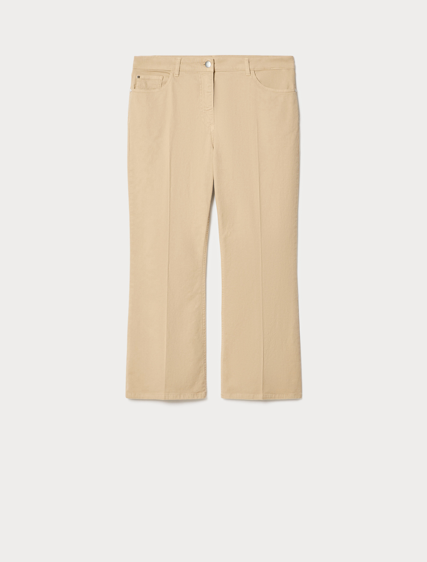 Flared cotton drill trousers - BEIGE - Marina Rinaldi