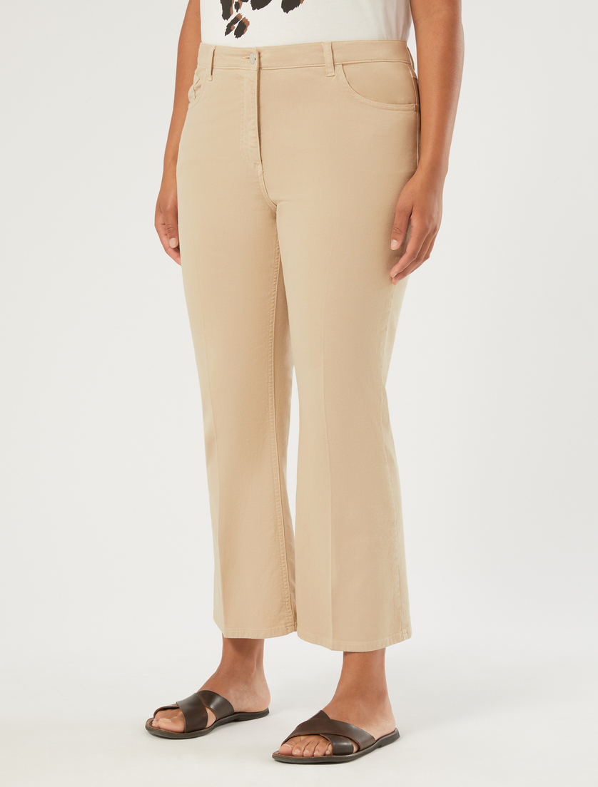 Flared cotton drill trousers - BEIGE - Marina Rinaldi - 3
