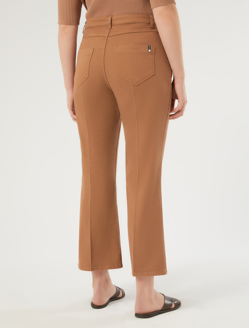 Flared cotton drill trousers - CARAMEL - Marina Rinaldi - 4