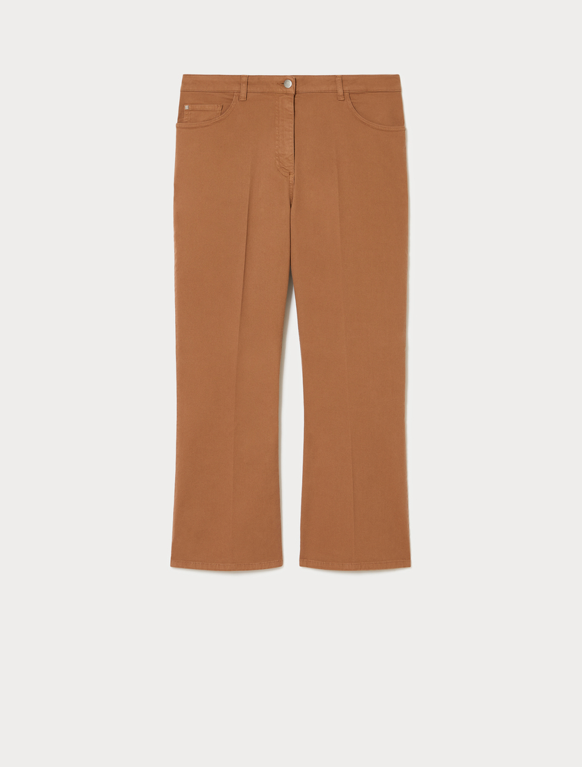 Flared cotton drill trousers - CARAMEL - Marina Rinaldi