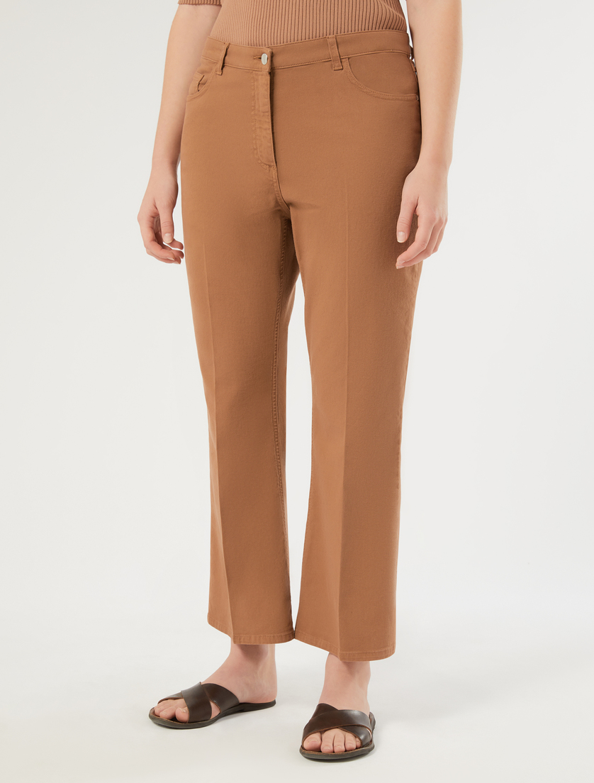 Flared cotton drill trousers - CARAMEL - Marina Rinaldi - 3