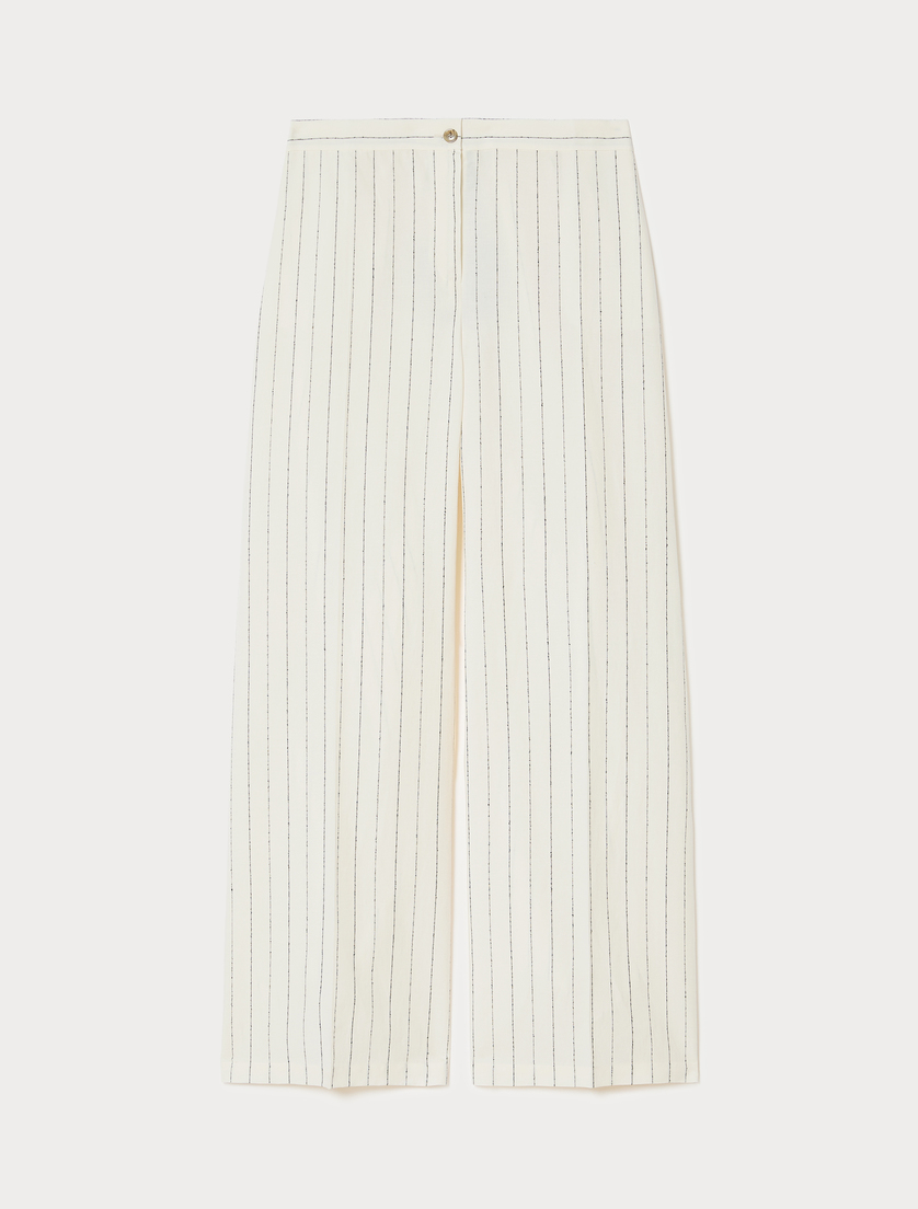 Pinstriped linen trousers - WHITE - Marina Rinaldi
