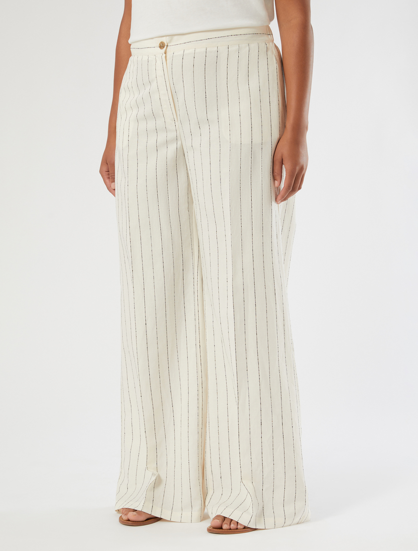 Pinstriped linen trousers - WHITE - Marina Rinaldi - 3