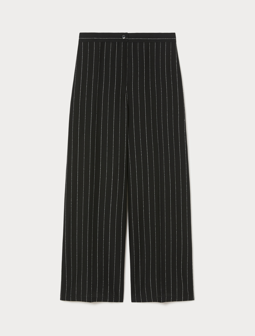 Pantaloni in lino gessato - NERO - Marina Rinaldi