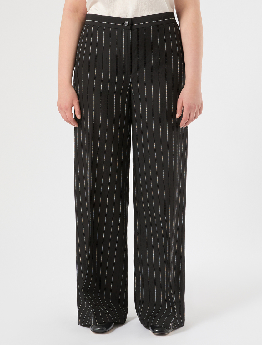 Pantaloni in lino gessato - NERO - Marina Rinaldi - 3