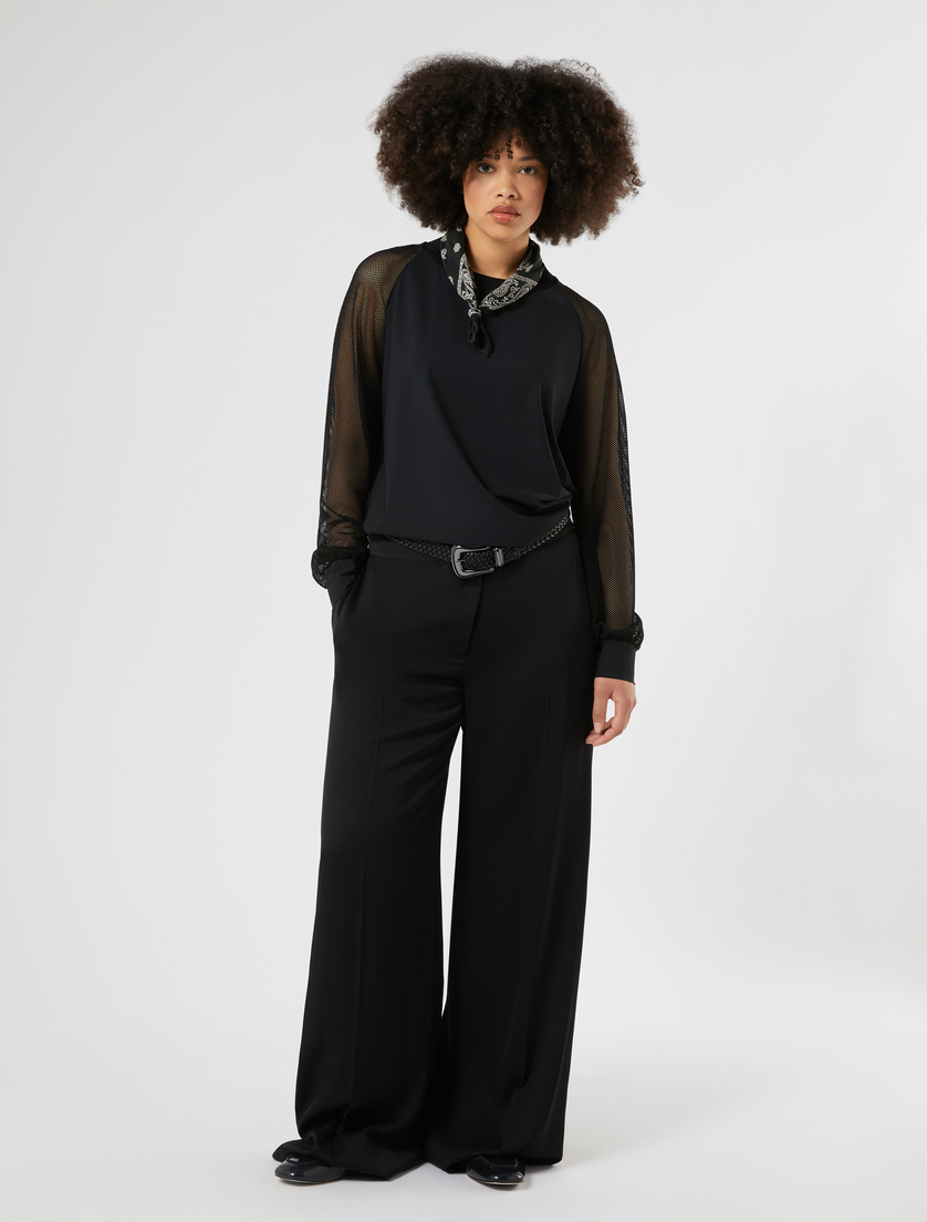Wide-fit fluid twill trousers - Marina Rinaldi