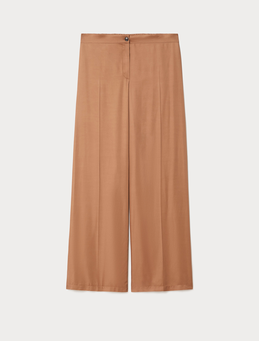 Wide-fit fluid twill trousers - CARAMEL - Marina Rinaldi