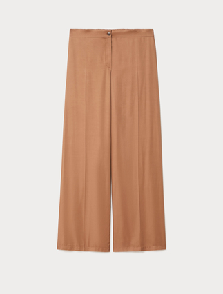 Wide-fit fluid twill trousers - Marina Rinaldi