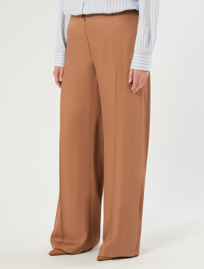 Wide-fit fluid twill trousers - CARAMEL - Marina Rinaldi - 3