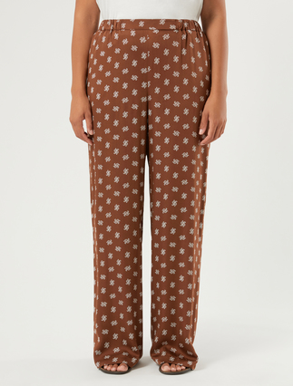 Viscose satin trousers - BROWN