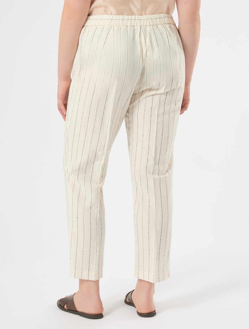 Pinstriped linen-blend trousers - WHITE - Marina Rinaldi - 4