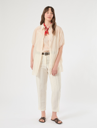 Pinstriped linen-blend trousers - Marina Rinaldi