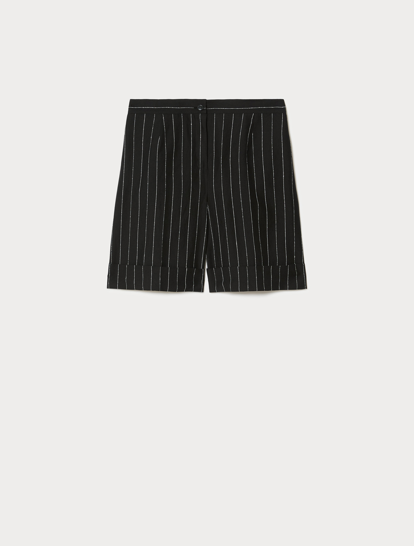 Viscose and linen canvas Bermuda shorts - BLACK - Marina Rinaldi